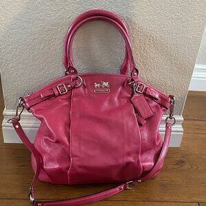 Coach Madison Lindsey 18641 Fuchsia Satchel with Silver Hardware